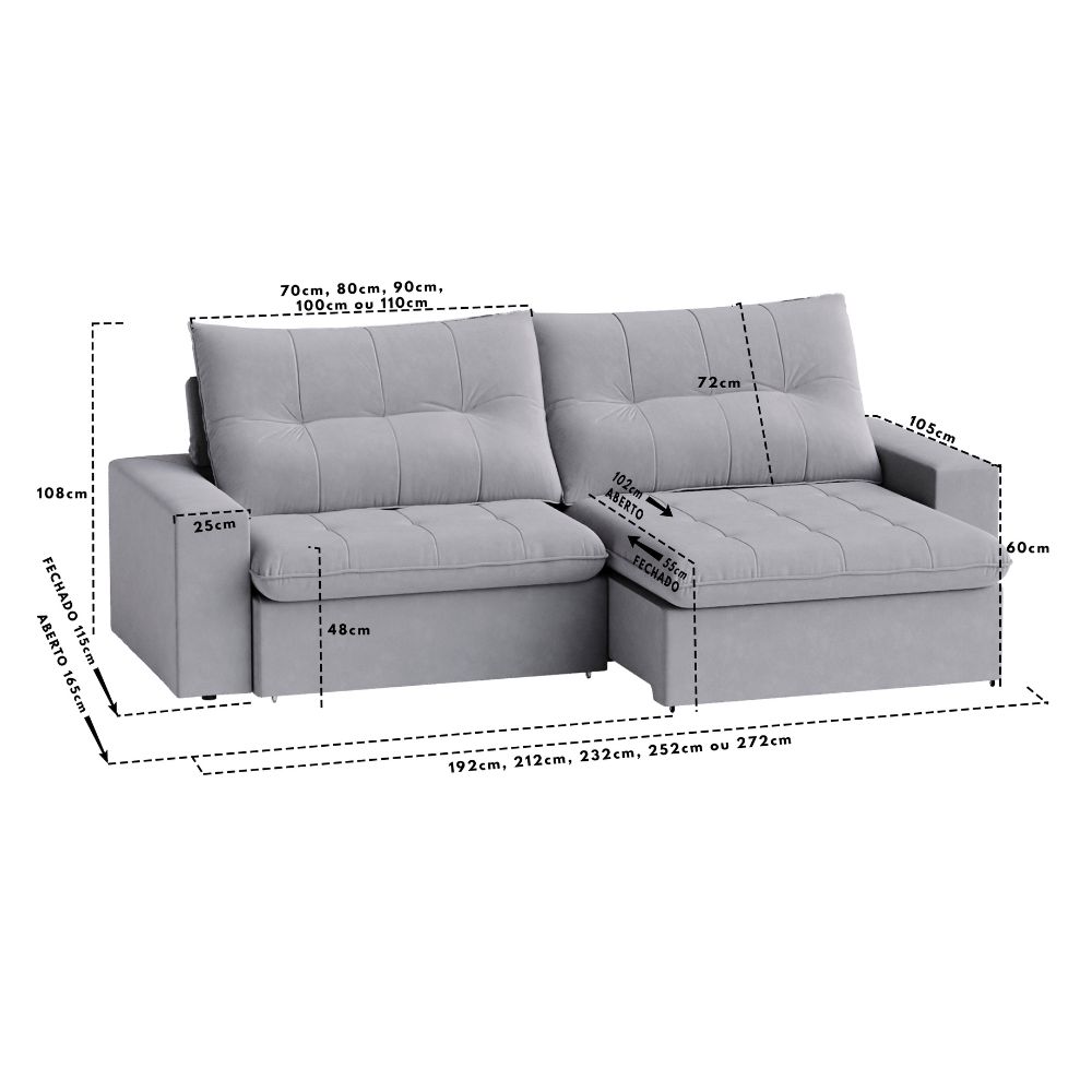 Sofa-Arezzo-Cotas-Retratil-Reclinavel-Buriti-Megamix-Estofados Sofá Retrátil e Reclinável Arezzo Buriti Megamix Estofados medidas